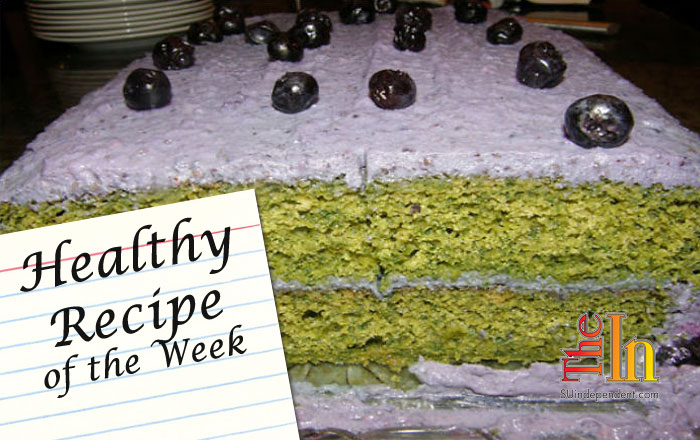 Top 10 healthy recipes, kale cake with blueberry frosting