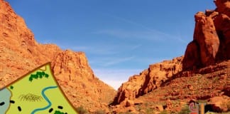Hiking Southern Utah: Tuacahn Saddle is a strenuous but scenic hike that can be done as a point-to-point hike by leaving a vehicle in Snow Canyon.
