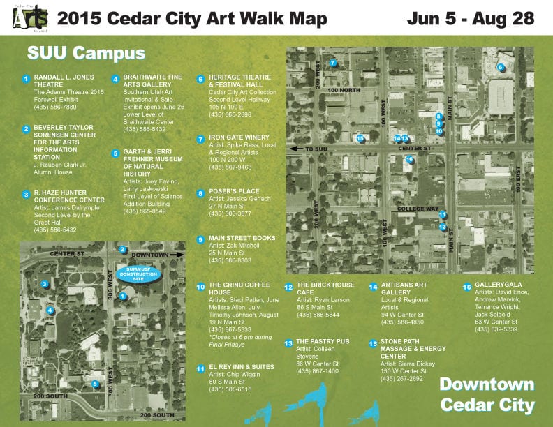 Art Walk Final Friday Gallery Stroll Cedar City Map
