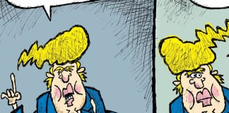 CARTOON: ‘Paying for the Wall’ Donald Trump racist wall close crop