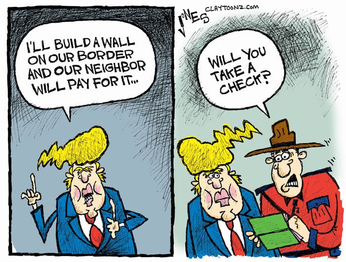 Cartoon: Donald Trump racist wall
