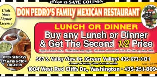Deal of the Day: Buy one, get one half off at Don Pedro’s Family Mexican Restaurant Don Pedro's Family Mexican Restaurant