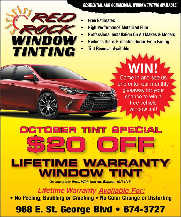20 Off Window Tint At Red Rock Window Tinting In St George