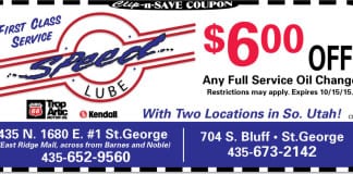 Deal of the Day: $6 off any full-service oil change at Speed Lube Speed Lube St. George