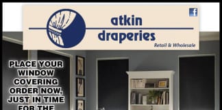 Advertisement: Place your holiday orders at Atkin Draperies Atkin Draperies Window Treatments Southern Utah