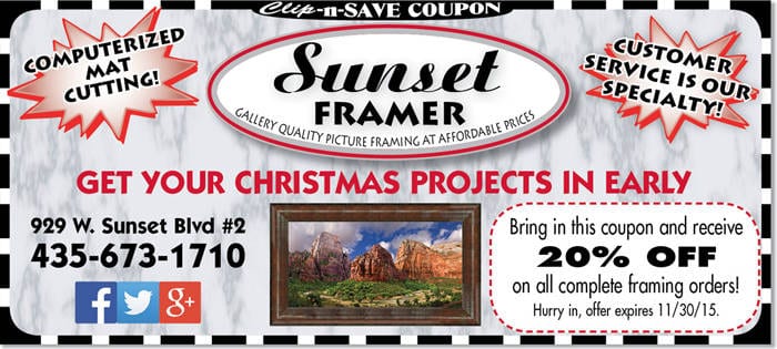 Sunset Framer Art Framing St. George Utah