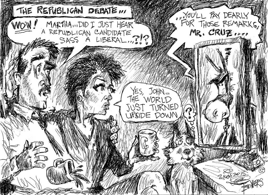 Stephen Bowers Republican Debate cartoon