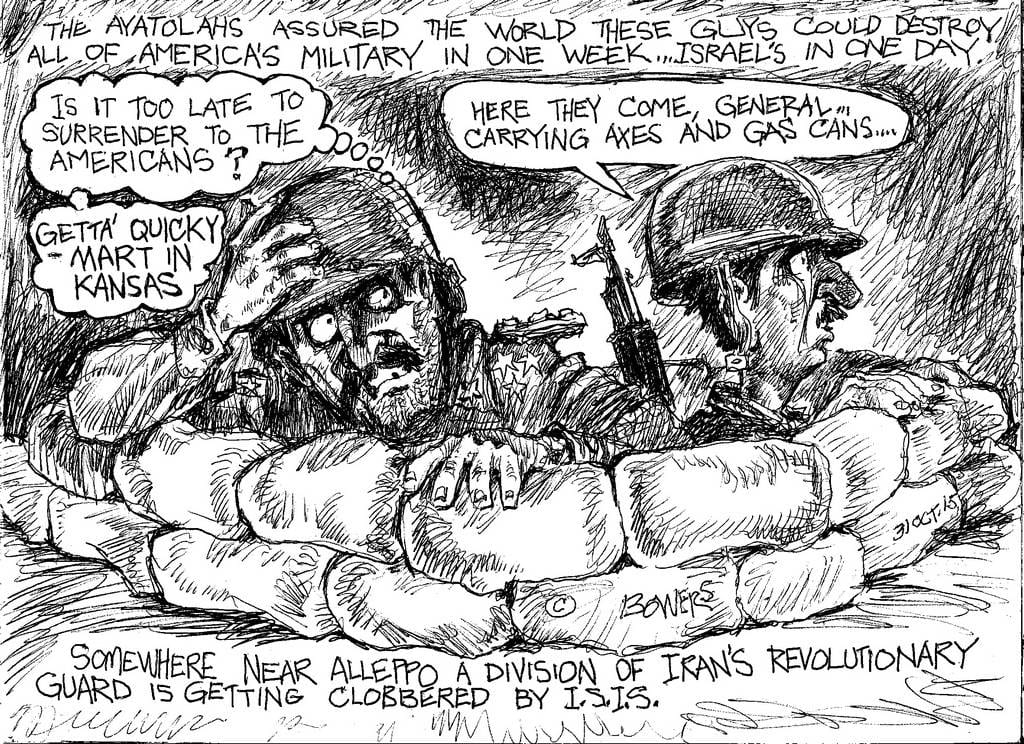 Stephen Bowers Iranian Nuclear Deal Iranian Revolutionary Sissies cartoon