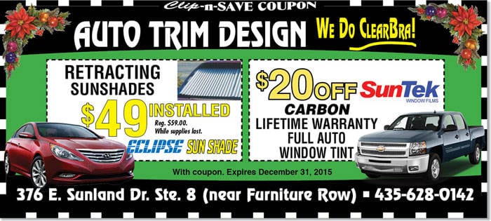 Vehicle Tint accessories coupon St. George