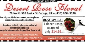 Florist coupon St George: $14.99 rose special at Desert Rose Floral in December Florist coupon St George