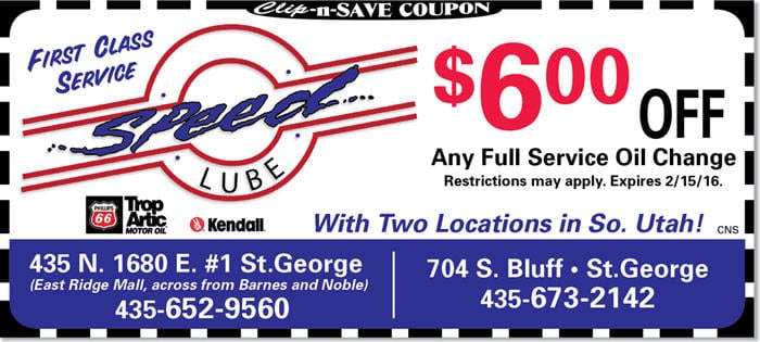 Oil Change Coupon St George