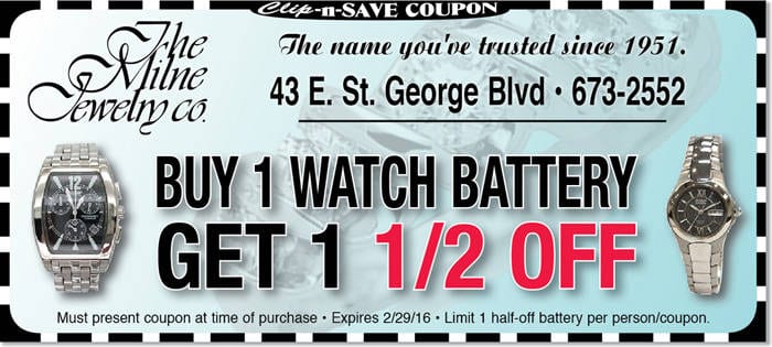 Watch Battery Coupon St. George