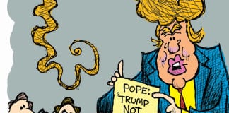 CARTOON: “Pope vs. Trump” cartoon Claytoonz Clay Jones Pope vs. Trump