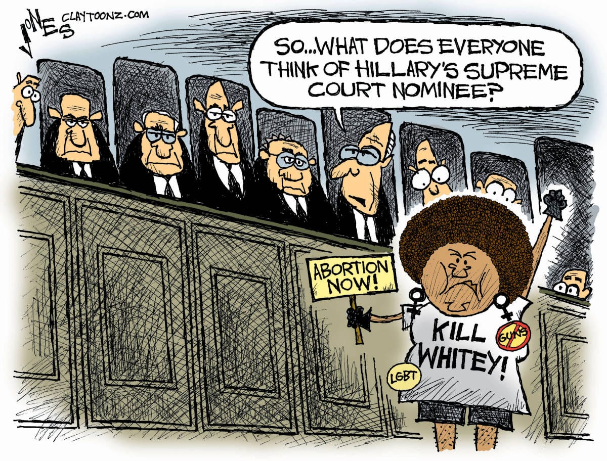 political cartoon hillary clinton supreme court nominee Merrick Garland