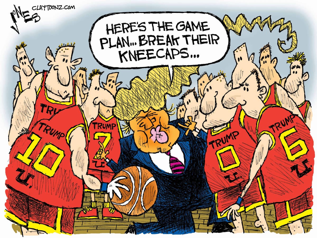 political cartoon March Madness Donald Trump