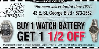 St. George, Utah Jeweler | 1/2 off watch battery at Milne Jewelry St. George, Utah Jeweler