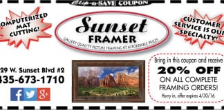 Art framing St. George: 20% off at Sunset Framer in April Art framing St. George