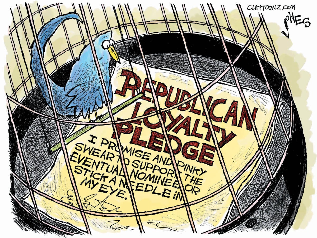 political cartoon Republican loyalty pledge