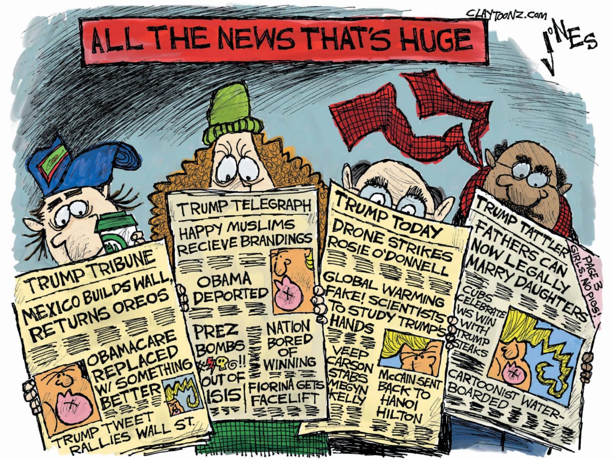 political cartoon Donald Trump newspaper