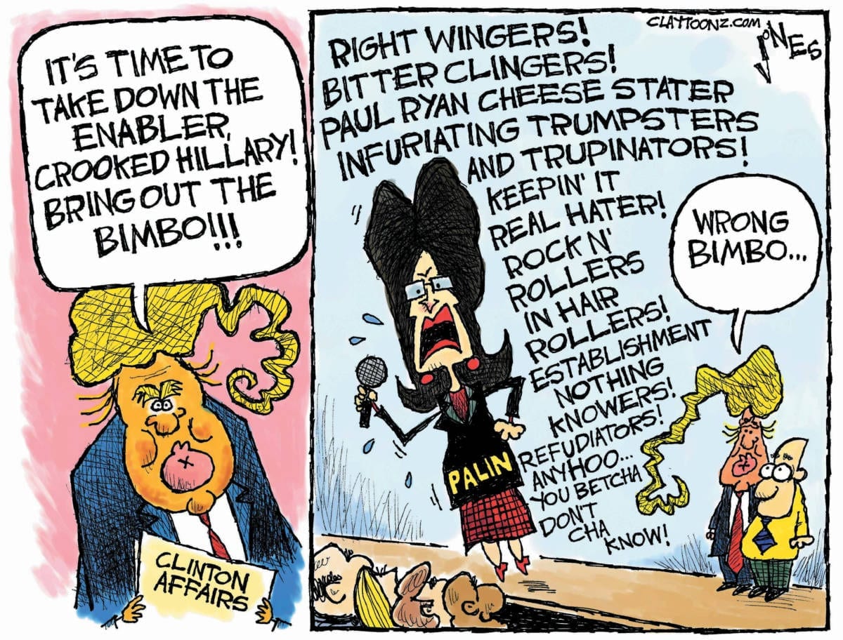 Donald Trump Sarah Palin political cartoon