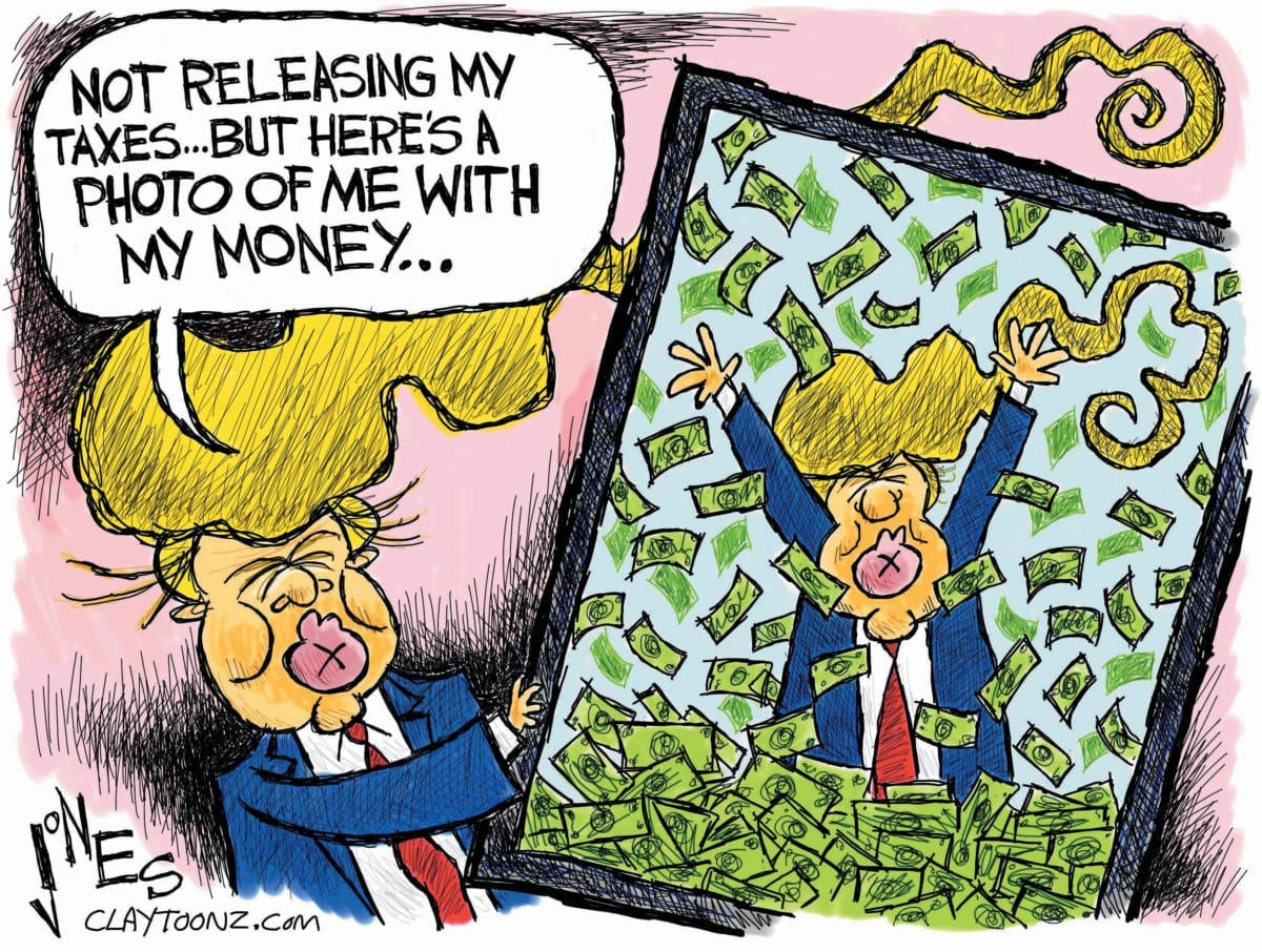 Donald Trump taxes political cartoon