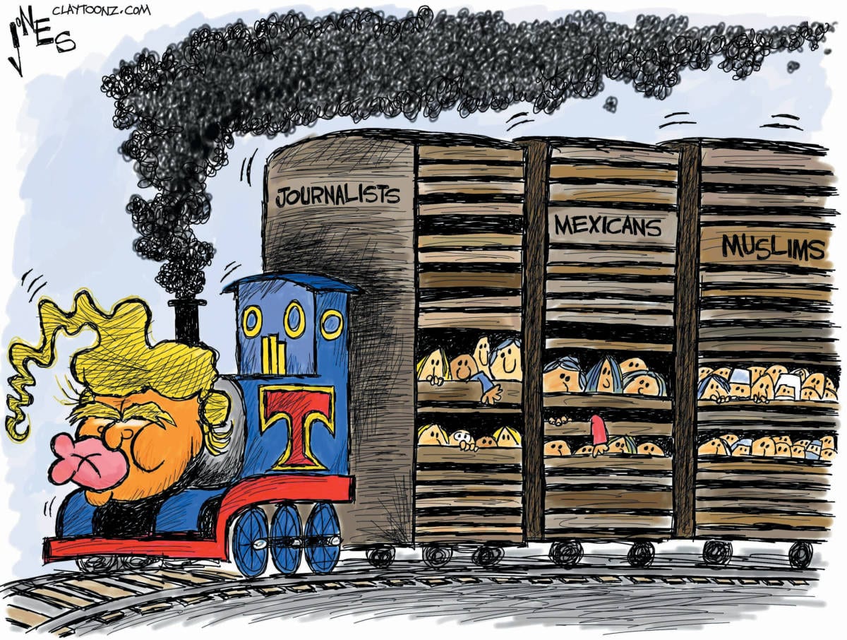 Trump Train Donald Trump political cartoon