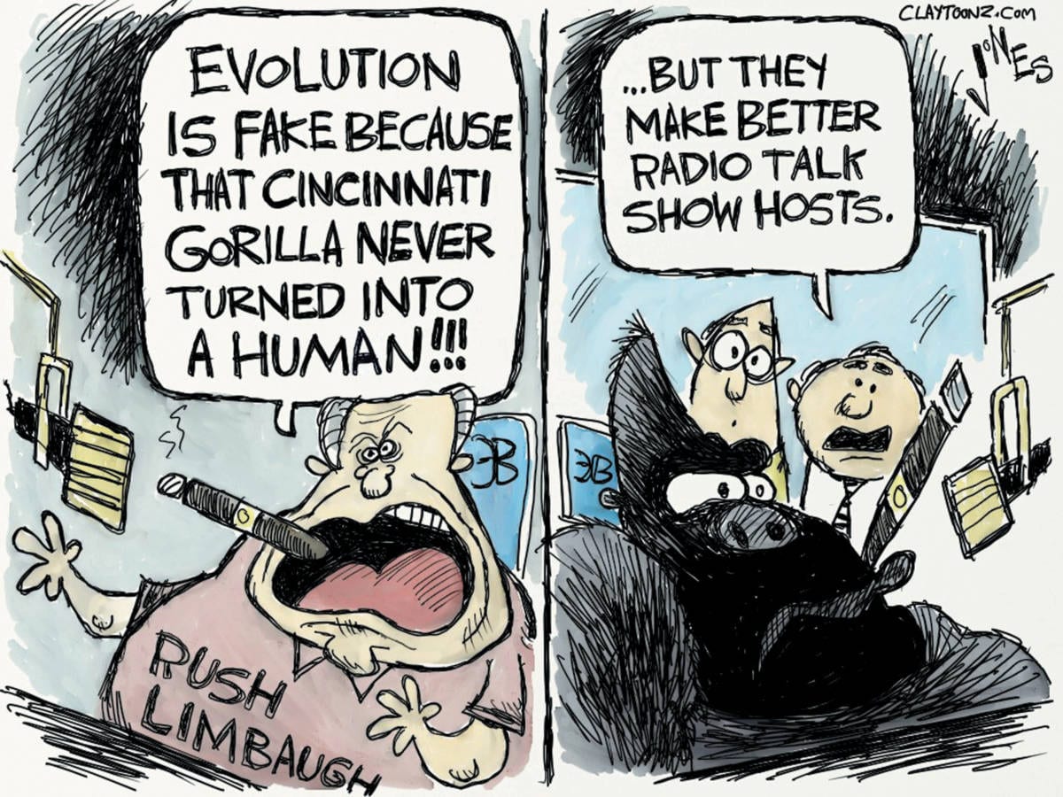 Rush Limbaugh evolution political cartoon