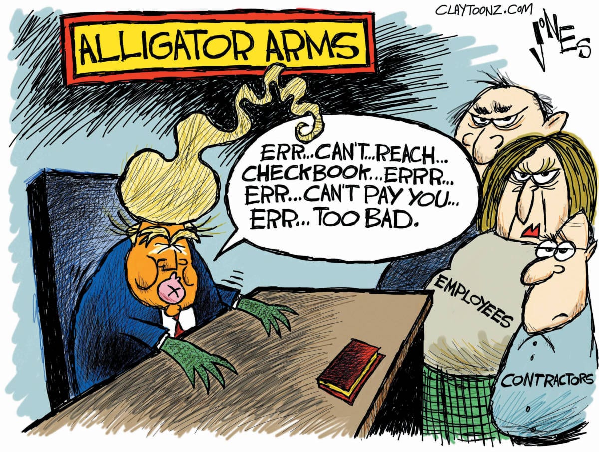 Alligator arms Donald Trump political cartoon
