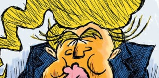 CARTOON: “Sleazy Cartoon” the press Donald Trump political cartoon