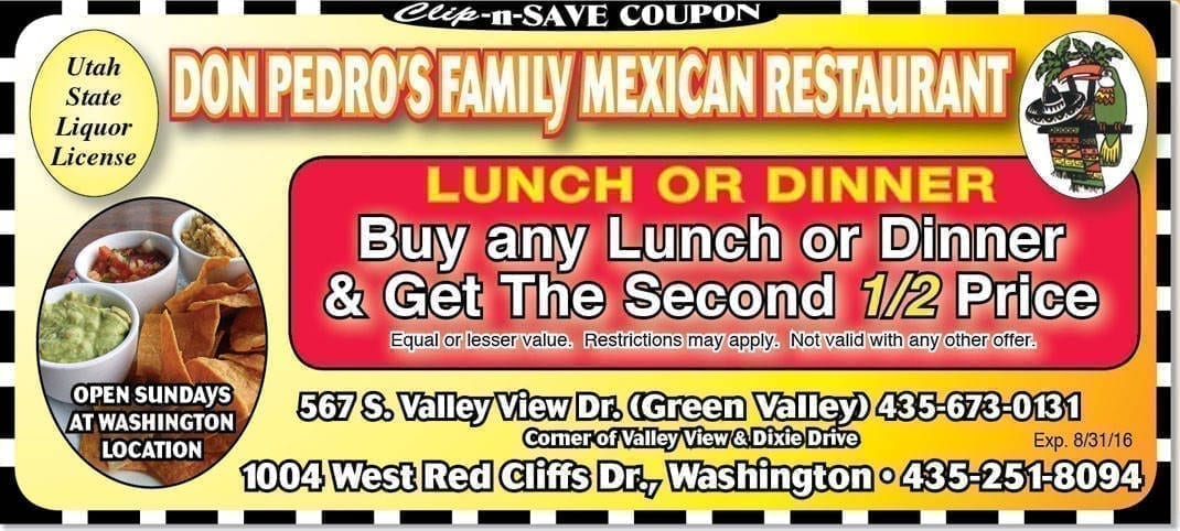 St. George Mexican restaurant Don Pedro's coupon