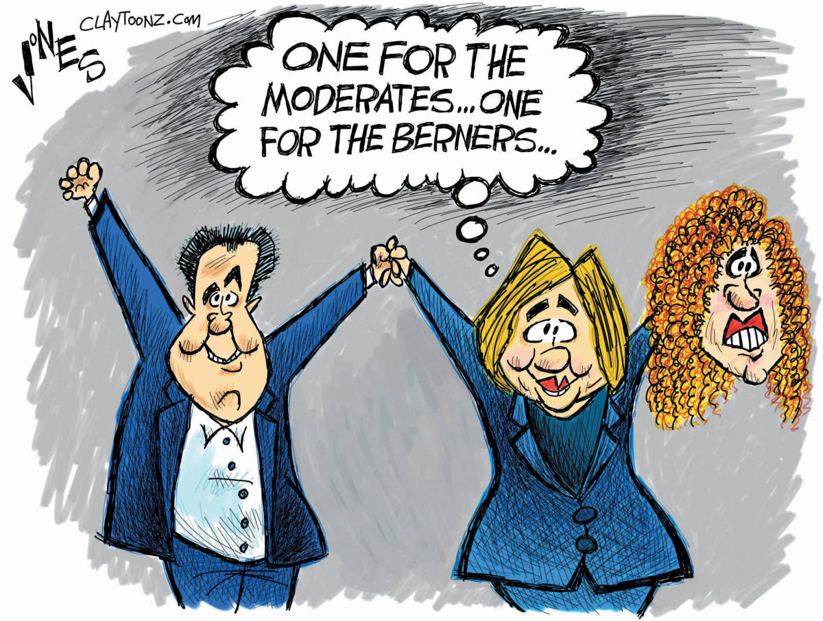 Tim Kaine Debbie Wassermann Schultz Hillary Clinton political cartoon