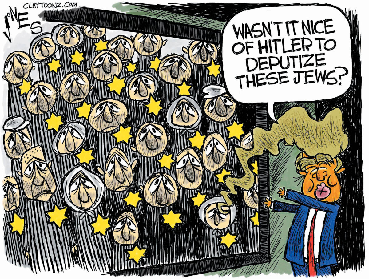 Donald Trump Star of David political cartoon