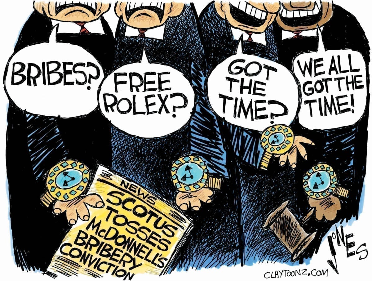 political cartoon Bob McDonnell supreme court bribery corruption