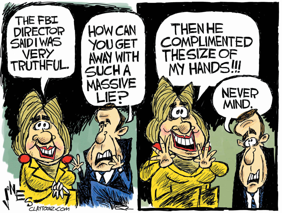 hillary clinton lies james comey political cartoon