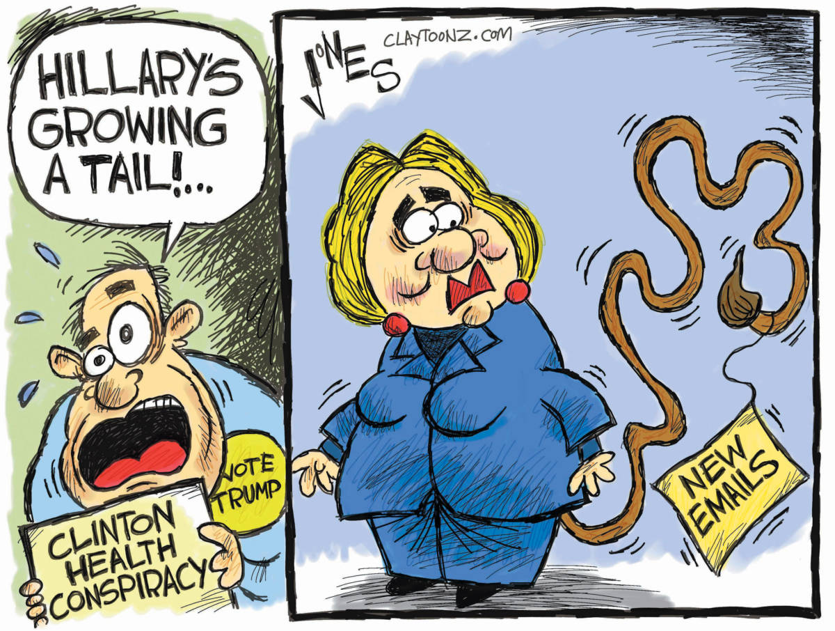 hillary clinton health political cartoon
