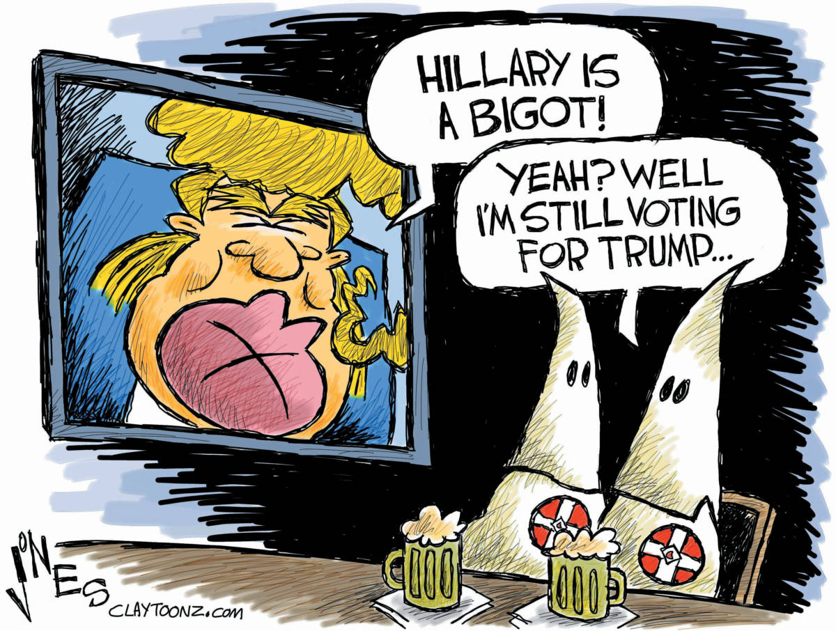 political cartoon hillary clinton bigot