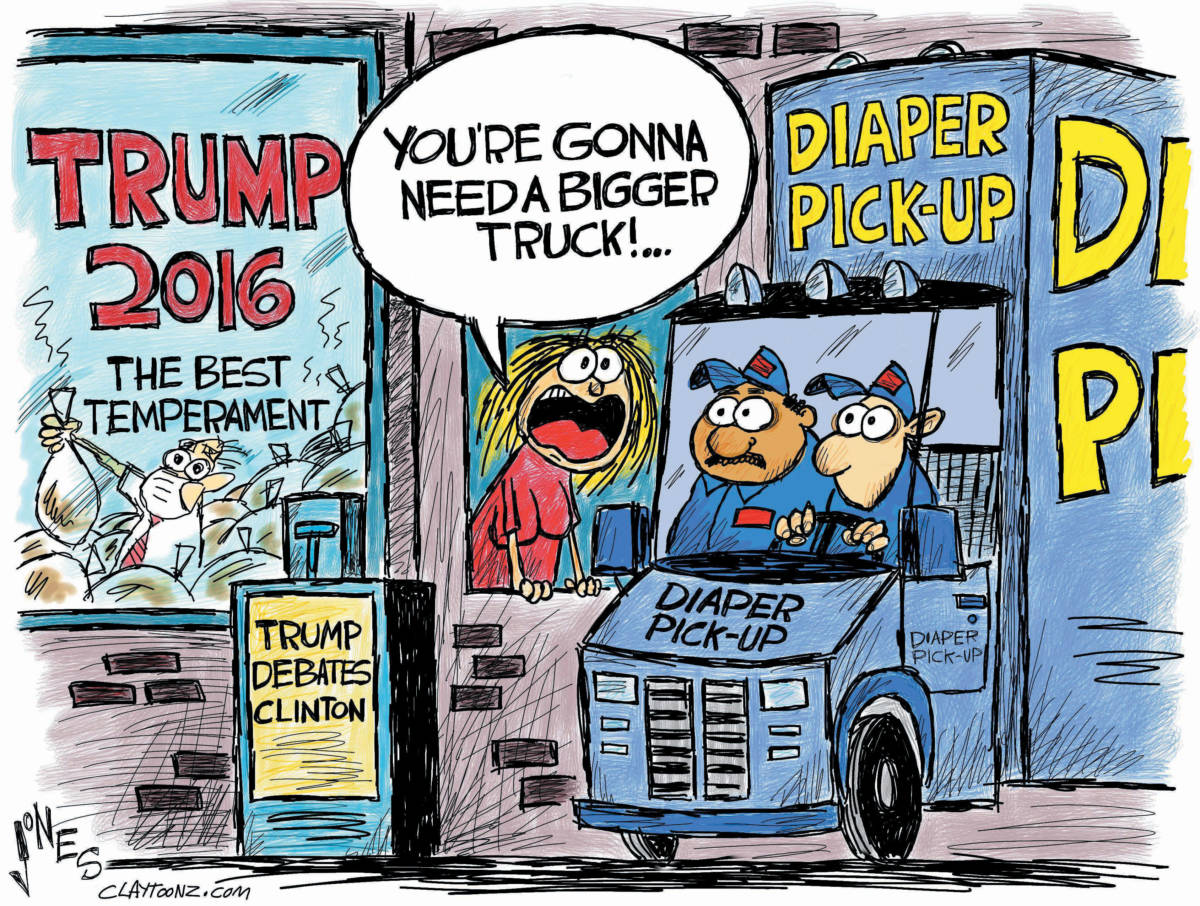 hillary clinton donald trump debate political cartoon