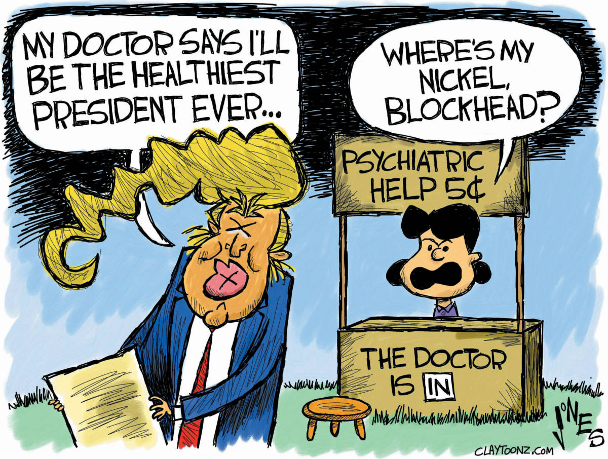 political cartoon Donald Trump health