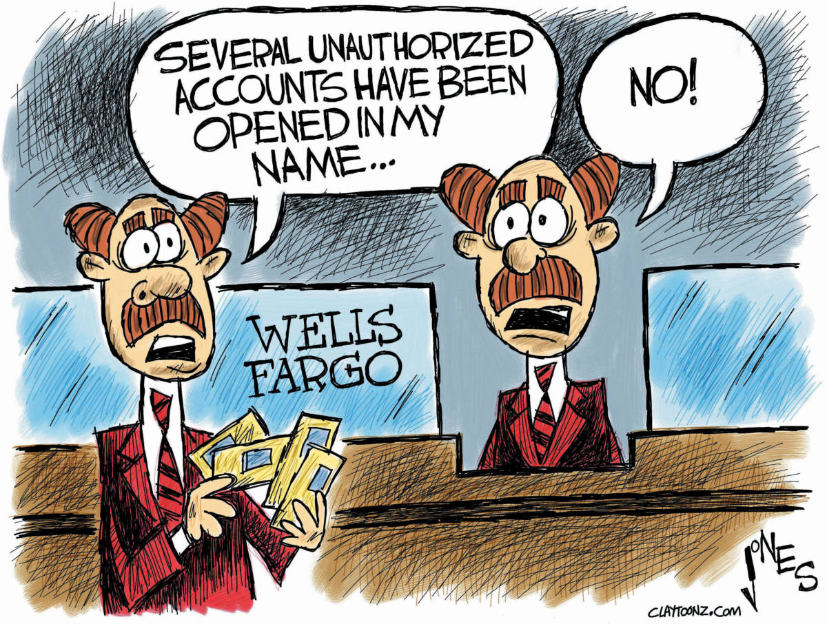 wells fargo identity theft scandal political cartoon