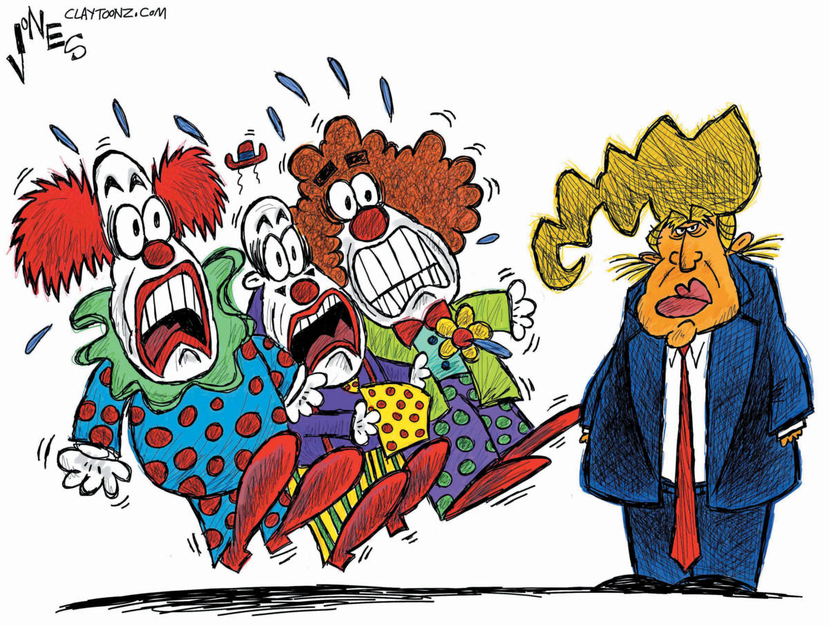 creepy clowns political cartoon