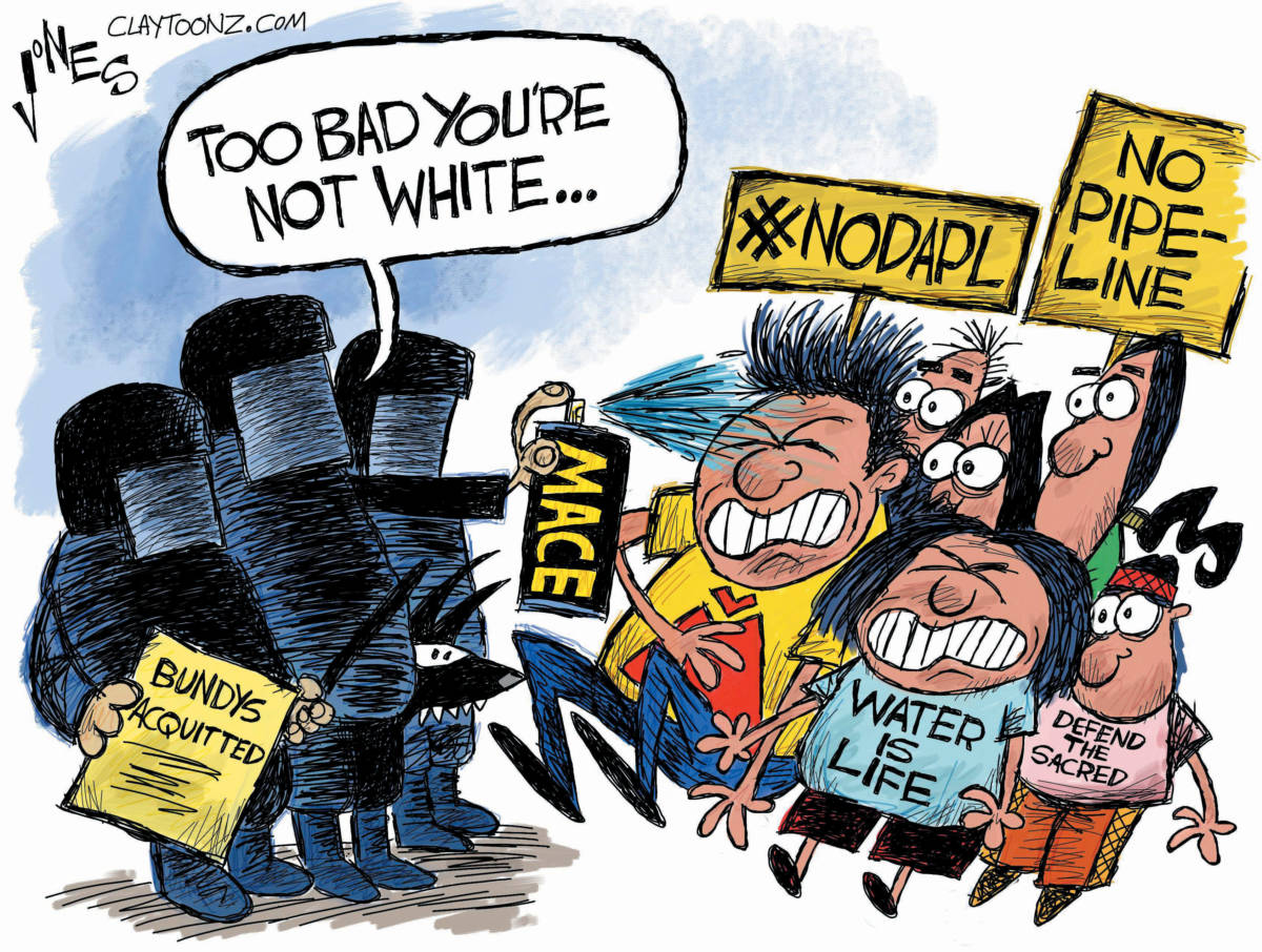North Dakota Access Pipeline Bundys political cartoon