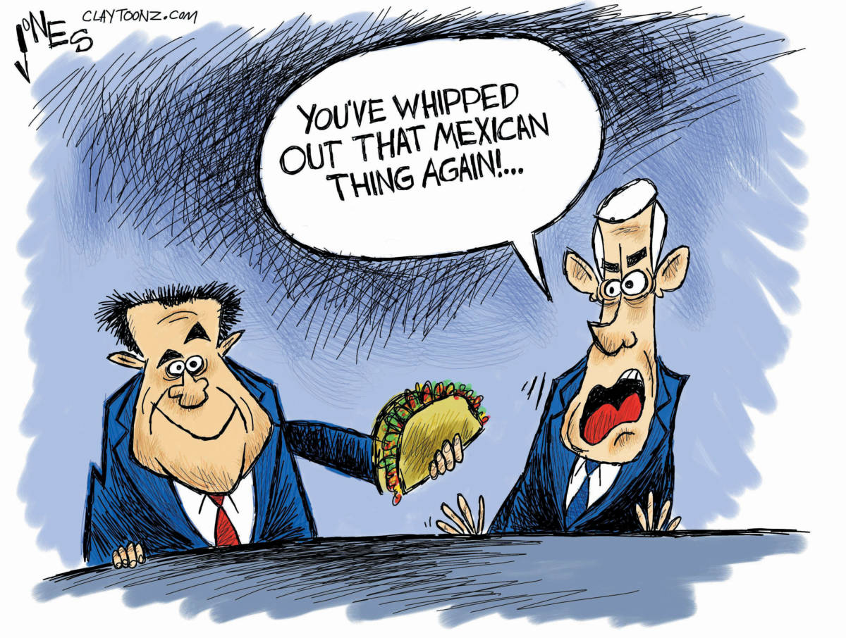 whipping out that mexican thing political cartoon