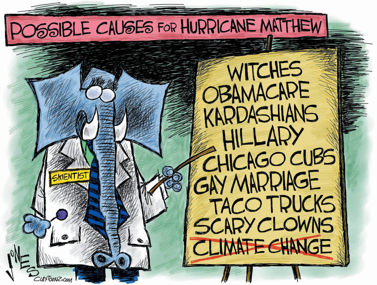 hurricane matthew climate change political cartoon