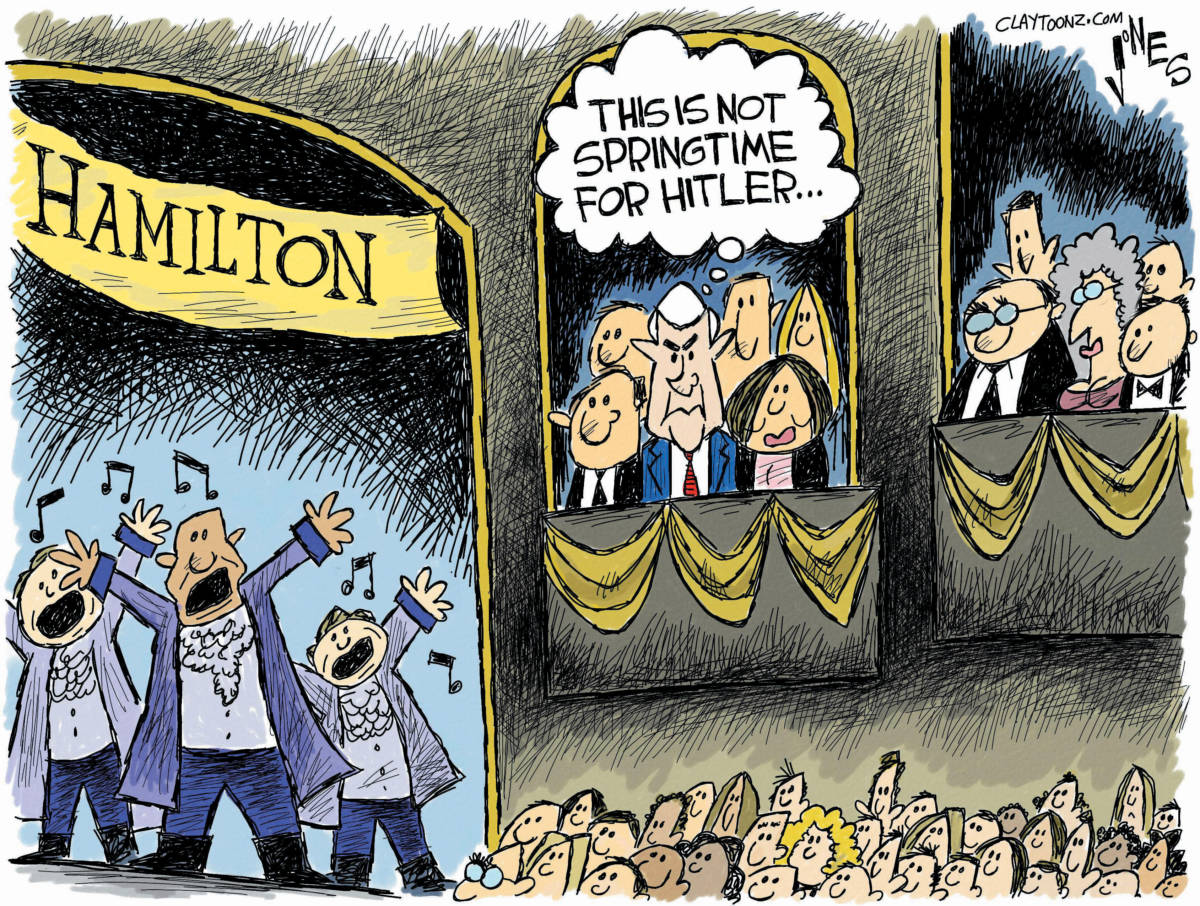 political cartoon Hamilton Mike Pence