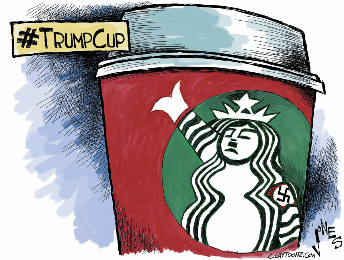 political cartoon Trump cup white nationalists