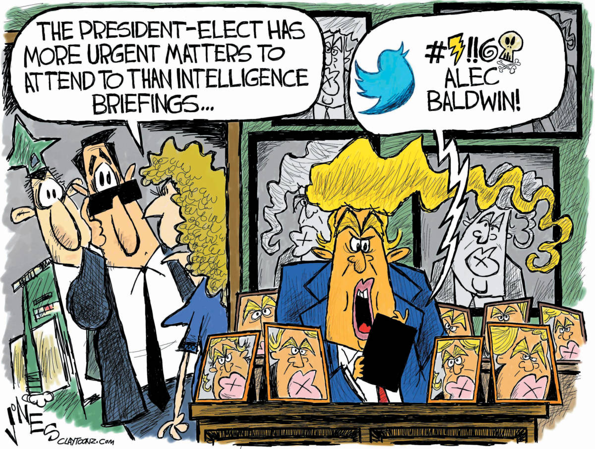 political cartoon donald trump intelligence briefings