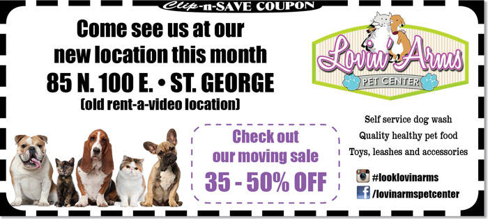 St. George pet store coupon | Moving Sale at Lovin’ Arms Pet Center in January