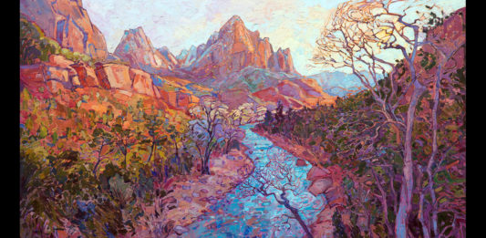 Erin Hanson and Royden Card featured at Zion National Park Museum exhibit Impressions of Zion