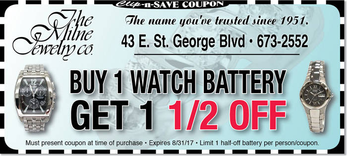 St. George, Utah Jeweler | 1/2 off watch battery at Milne Jewelry