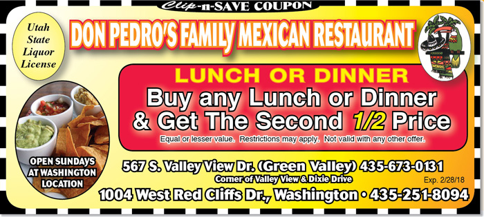 St. George Mexican Restaurant | 1/2 off coupon at Don Pedro’s in January